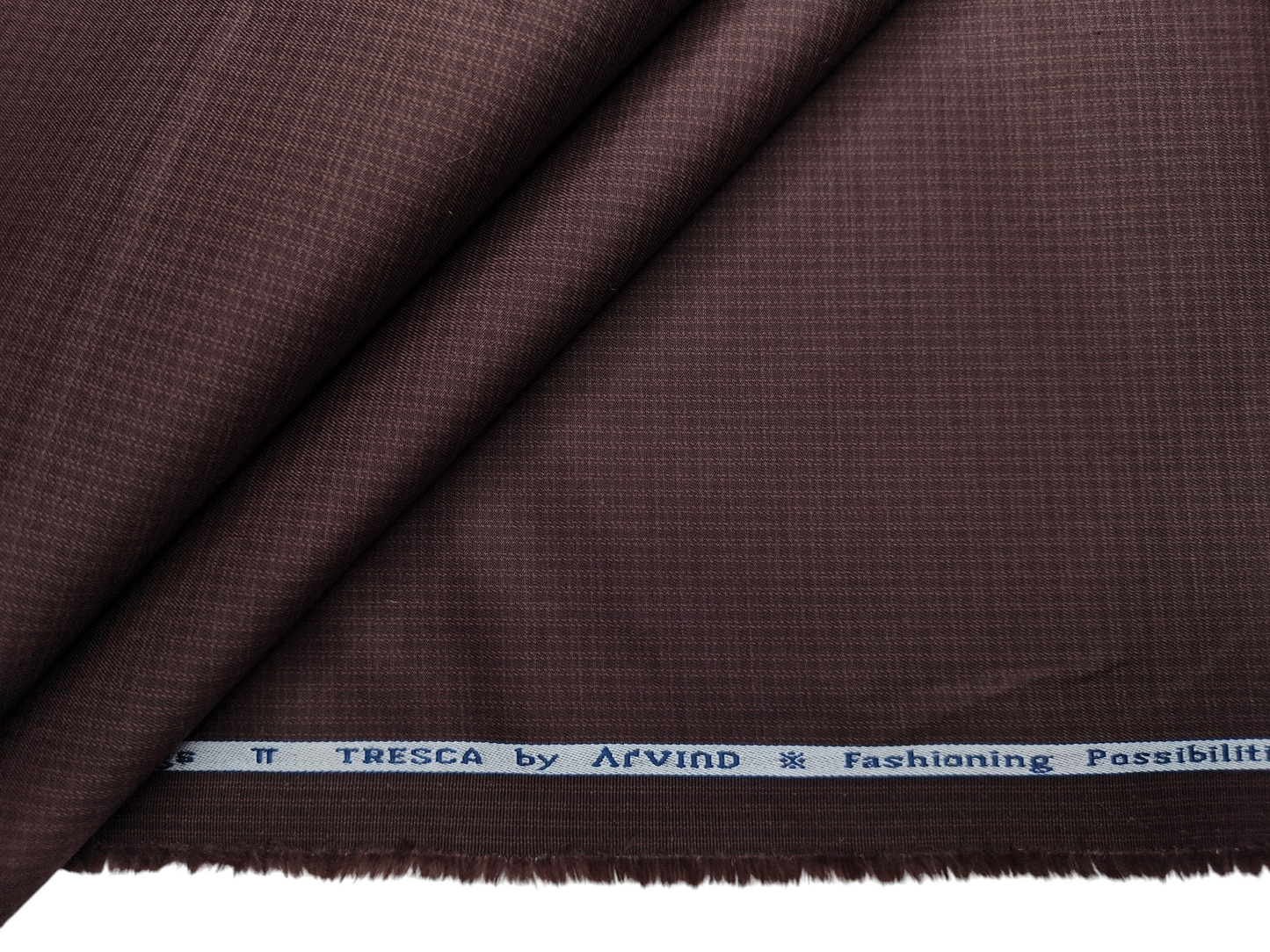 Arvind Tresca 2/60s Wrinkle Resistant 100% Pure Giza Cotton Suiting Fabric (Dark Rust Brown, Self Checks)