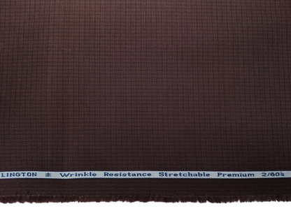 Arvind Tresca 2/60s Wrinkle Resistant 100% Pure Giza Cotton Suiting Fabric (Dark Rust Brown, Self Checks)