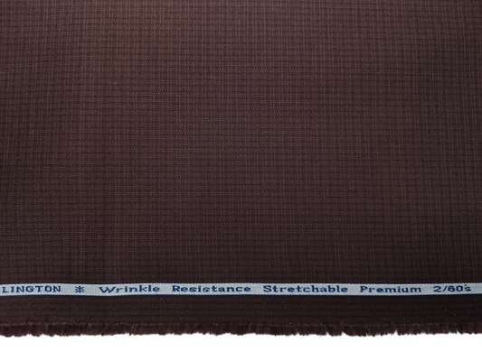 Arvind Tresca 2/60s Wrinkle Resistant 100% Pure Giza Cotton Suiting Fabric (Dark Rust Brown, Self Checks)