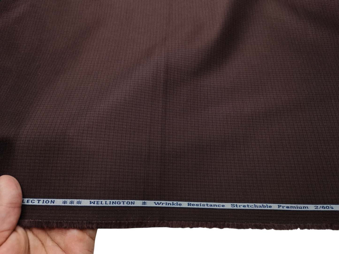 Arvind Tresca 2/60s Wrinkle Resistant 100% Pure Giza Cotton Suiting Fabric (Dark Rust Brown, Self Checks)