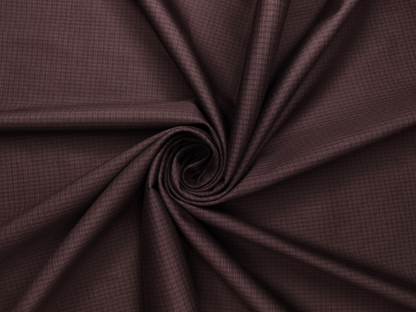 Arvind Tresca 2/60s Wrinkle Resistant 100% Pure Giza Cotton Suiting Fabric (Dark Rust Brown, Self Checks)