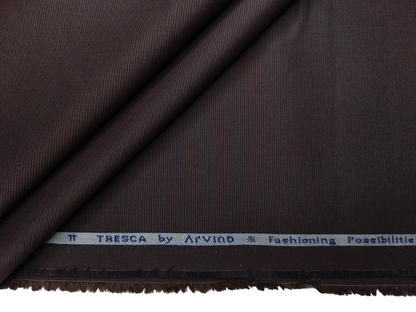 Arvind Tresca 2/60s Wrinkle Resistant 100% Pure Giza Cotton Suiting Fabric (Charcoal Brown, Micro Weave)