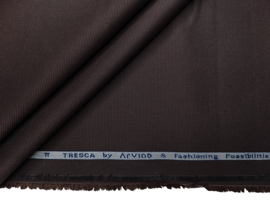 Arvind Tresca 2/60s Wrinkle Resistant 100% Pure Giza Cotton Suiting Fabric (Charcoal Brown, Micro Weave)