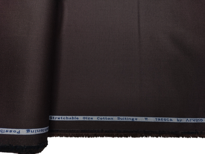 Arvind Tresca 2/60s Wrinkle Resistant 100% Pure Giza Cotton Suiting Fabric (Charcoal Brown, Micro Weave)