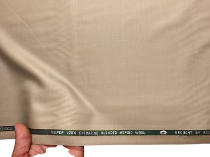 Georgia Gullini Italy Super 120s Merino Wool Blended Suiting Fabric (Beige, Plain)