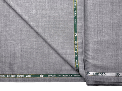 Georgia Gullini Italy Super 120s Merino Wool Blended Suiting Fabric (Grey, Plain)