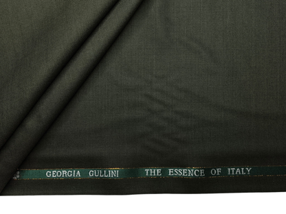 Georgia Gullini Italy Super 120s Merino Wool Blended Suiting Fabric (Dark Green, Plain)