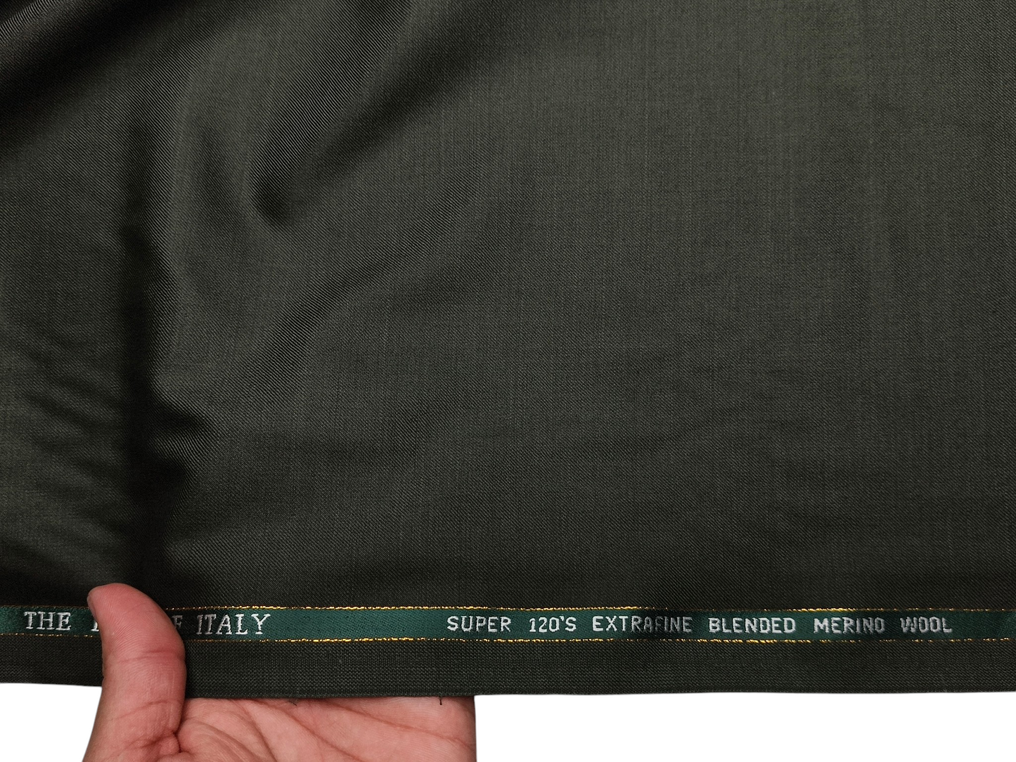 Georgia Gullini Italy Super 120s Merino Wool Blended Suiting Fabric (Dark Green, Plain)