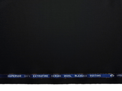 Georgia Gullini Italy 45% Wool Super 110s Merino Wool Blended Suiting Fabric (Black, Plain)