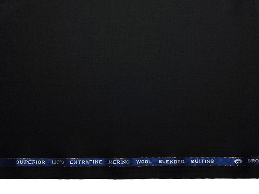 Georgia Gullini Italy 45% Wool Super 110s Merino Wool Blended Suiting Fabric (Black, Plain)
