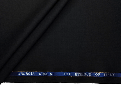 Georgia Gullini Italy 45% Wool Super 110s Merino Wool Blended Suiting Fabric (Black, Plain)