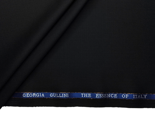 Georgia Gullini Italy 45% Wool Super 110s Merino Wool Blended Suiting Fabric (Black, Plain)