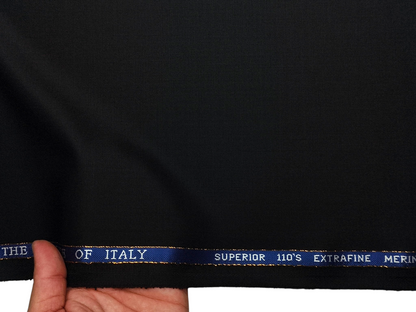 Georgia Gullini Italy 45% Wool Super 110s Merino Wool Blended Suiting Fabric (Black, Plain)