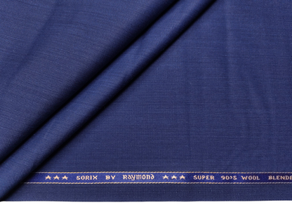 Raymond Sorix Super 90s Wool Blended Premium Suiting Fabric (Royal Blue, Twill Two Tone Weave)
