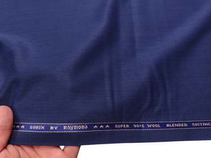 Raymond Sorix Super 90s Wool Blended Premium Suiting Fabric (Royal Blue, Twill Two Tone Weave)