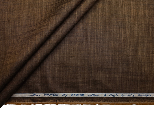 Arvind Tresca 100% Superfine Premium Cotton Shirting Fabric (Brown, Slub Design)