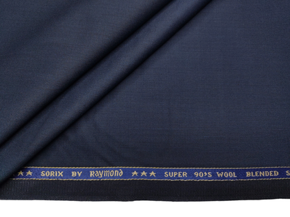 Raymond Sorix Super 90s Wool Blended Premium Suiting Fabric (Dark Blue, Twill Two Tone Weave)