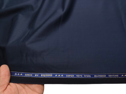 Raymond Sorix Super 90s Wool Blended Premium Suiting Fabric (Dark Blue, Twill Two Tone Weave)