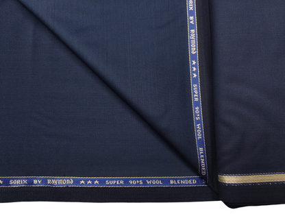 Raymond Sorix Super 90s Wool Blended Premium Suiting Fabric (Dark Blue, Twill Two Tone Weave)