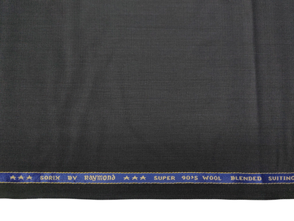 Raymond Sorix Super 90s Wool Blended Premium Suiting Fabric (Charcoal Grey, Twill Two Tone Weave)