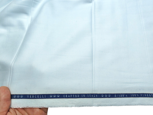 Vercelli Italy 2/120s Finest Supima Cotton Shirting Fabric (Light Blue, Self Patterned)