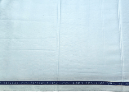 Vercelli Italy 2/120s Finest Supima Cotton Shirting Fabric (Light Blue, Self Patterned)
