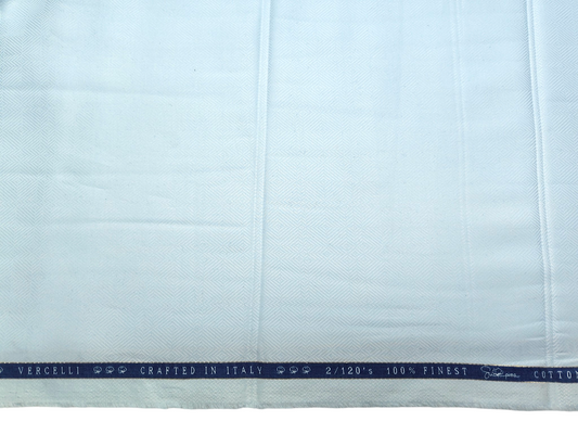 Vercelli Italy 2/120s Finest Supima Cotton Shirting Fabric (Light Blue, Self Patterned)
