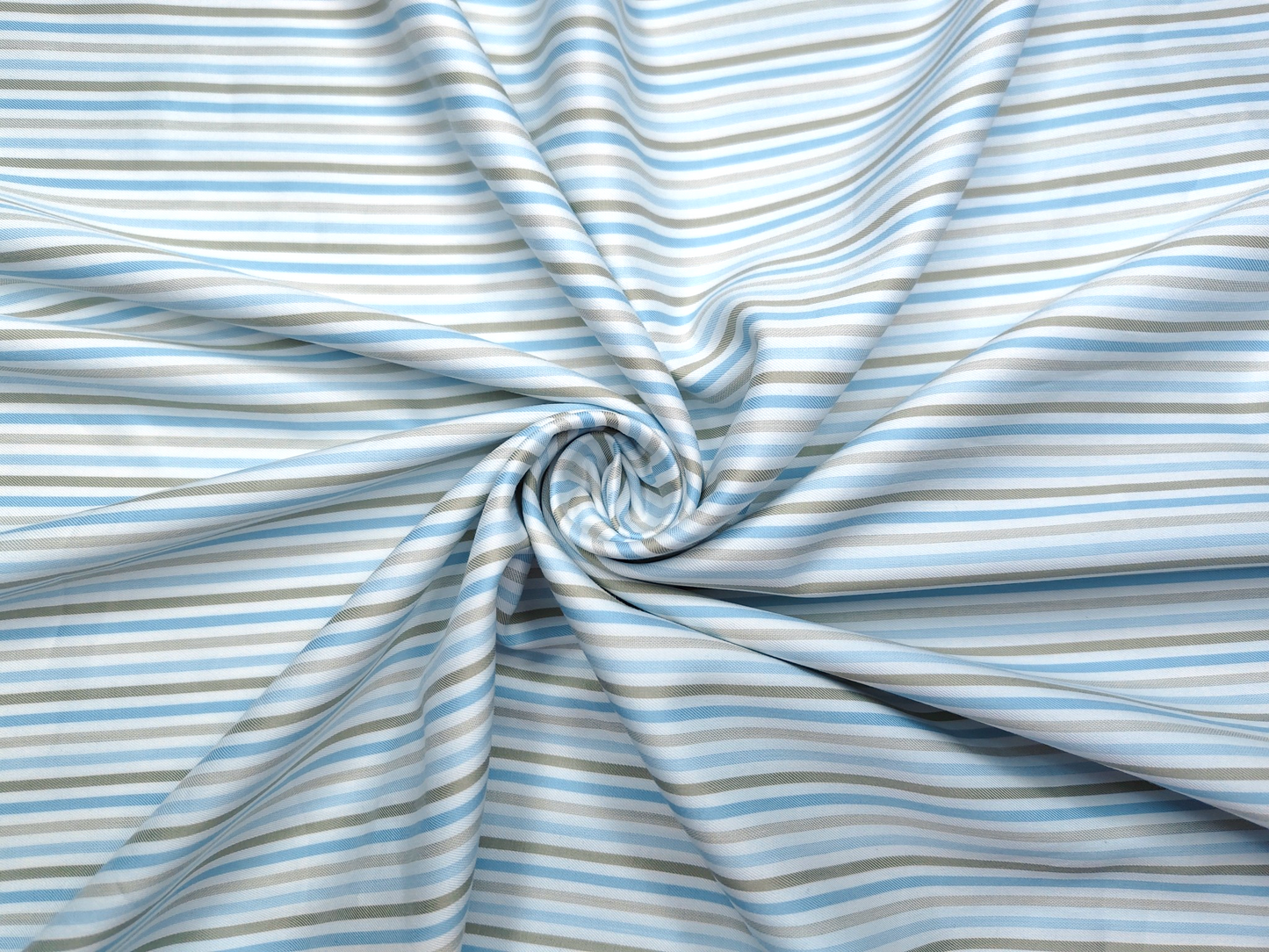 Vercelli Italy 2/100s Finest Supima Cotton Shirting Fabric (Blue & Olive Green, Stripes)