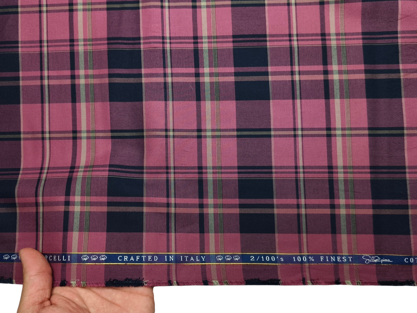 Vercelli Italy 2/100s Finest Supima Cotton Shirting Fabric (Red, Multichecks)