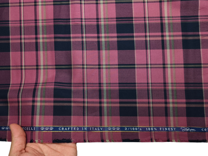 Vercelli Italy 2/100s Finest Supima Cotton Shirting Fabric (Red, Multichecks)