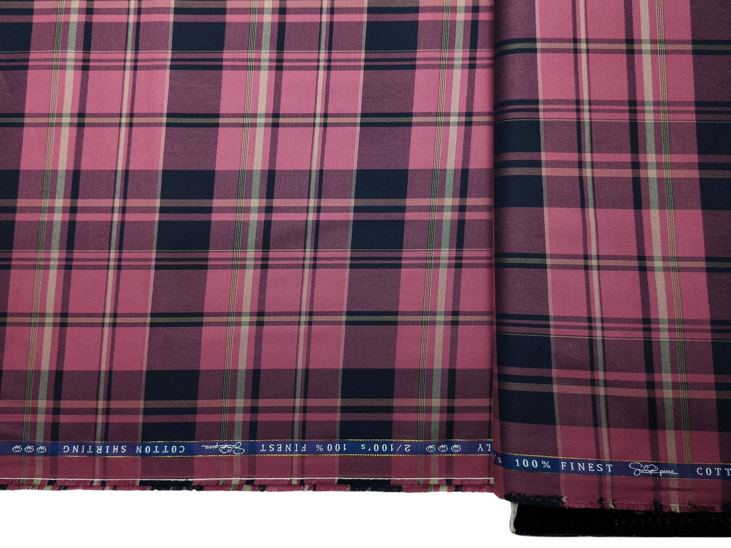 Vercelli Italy 2/100s Finest Supima Cotton Shirting Fabric (Red, Multichecks)