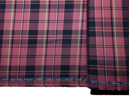 Vercelli Italy 2/100s Finest Supima Cotton Shirting Fabric (Red, Multichecks)