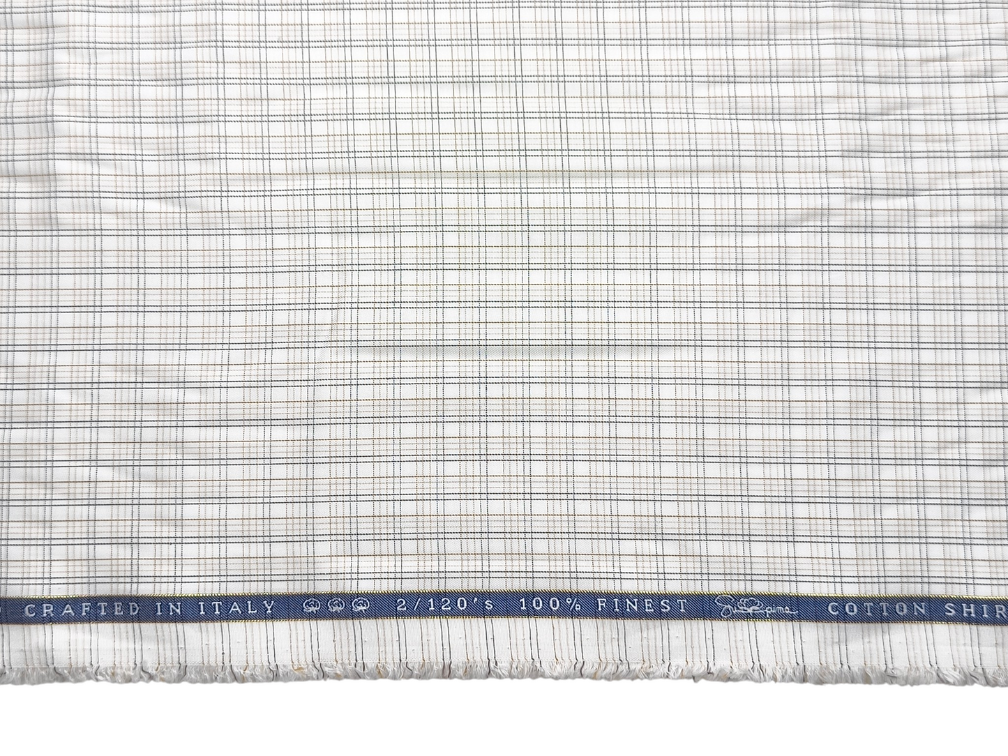 Vercelli Italy 2/120s Finest Supima Cotton Shirting Fabric (White & Brown, Multichecks)