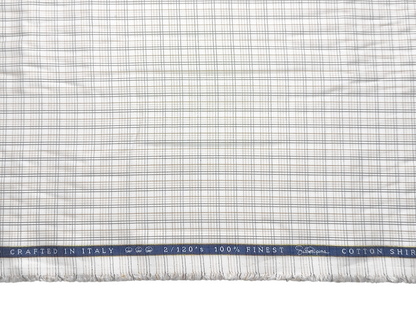 Vercelli Italy 2/120s Finest Supima Cotton Shirting Fabric (White & Brown, Multichecks)