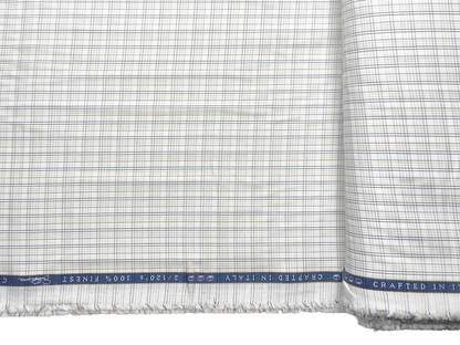 Vercelli Italy 2/120s Finest Supima Cotton Shirting Fabric (White & Brown, Multichecks)