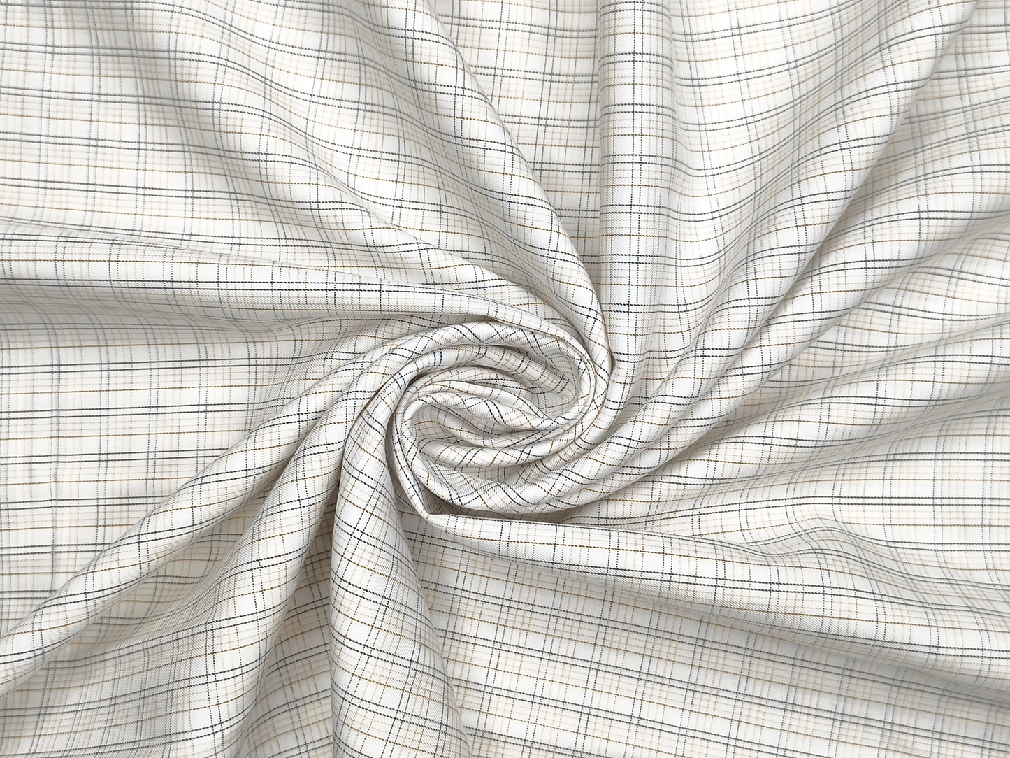 Vercelli Italy 2/120s Finest Supima Cotton Shirting Fabric (White & Brown, Multichecks)