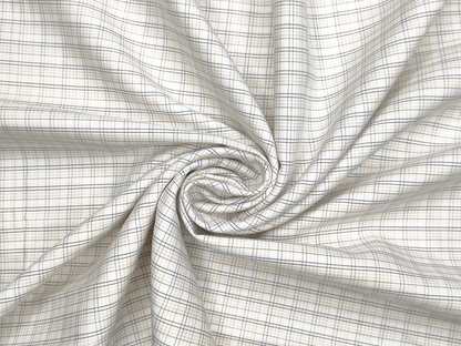 Vercelli Italy 2/120s Finest Supima Cotton Shirting Fabric (White & Brown, Multichecks)