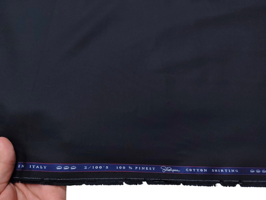 Vercelli Italy 2/100s Finest Supima Cotton Shirting Fabric (Black, Plain)