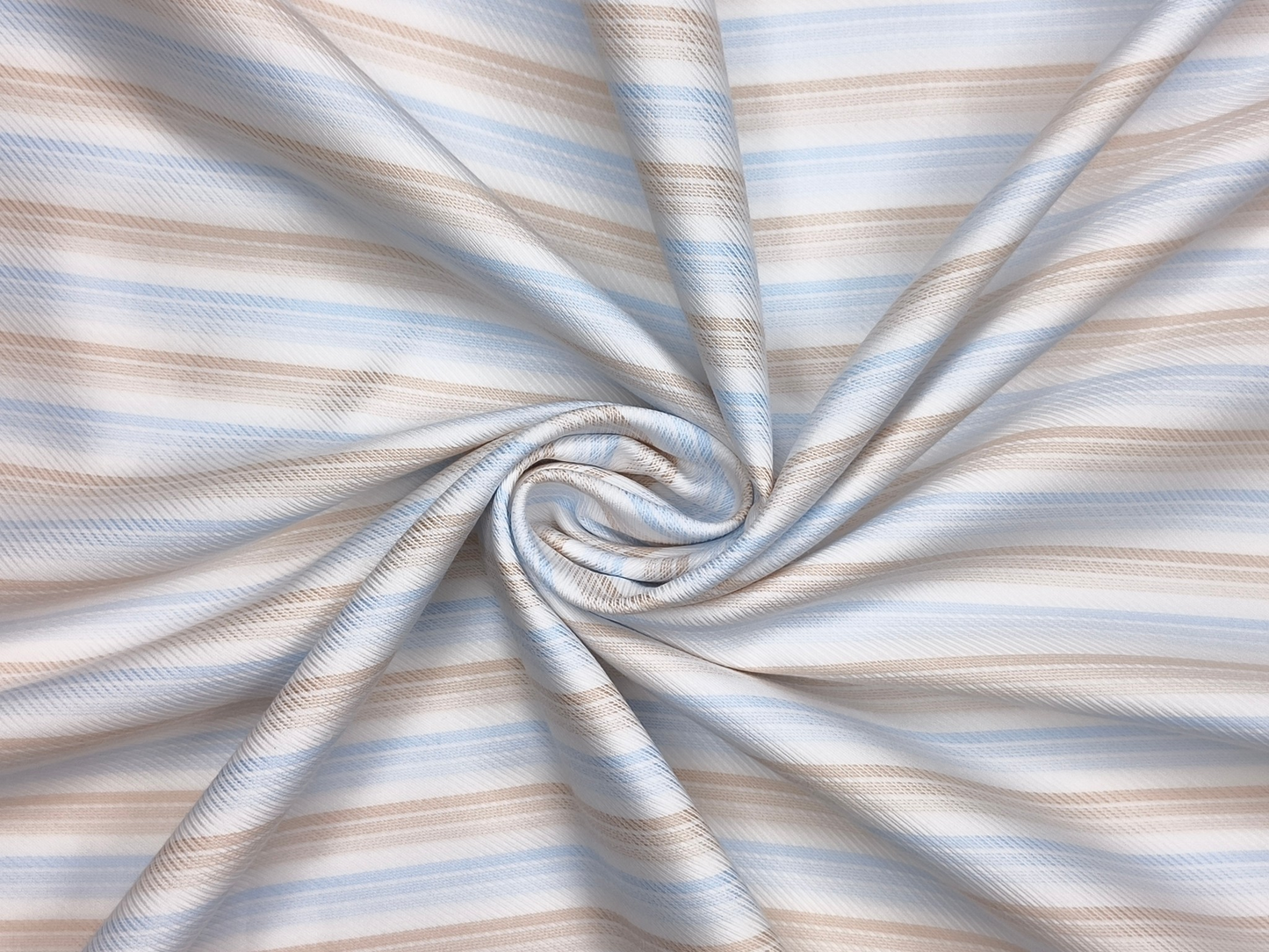 Vercelli Italy 2/100s Finest Supima Cotton Shirting Fabric (Beige & Blue, Patterned Stripes)