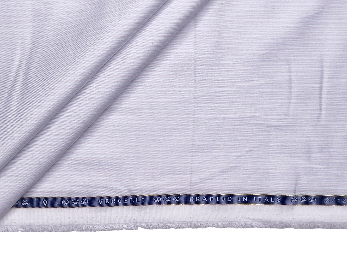 Vercelli Italy 2/100s Finest Supima Cotton Shirting Fabric (White & Pink, Stripes)