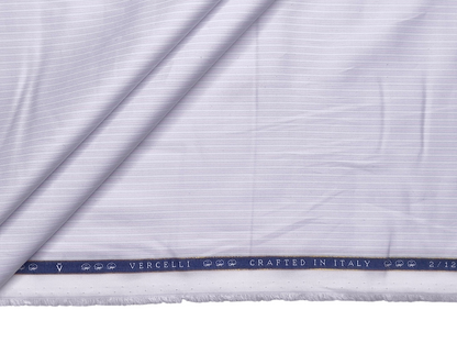 Vercelli Italy 2/100s Finest Supima Cotton Shirting Fabric (White & Pink, Stripes)