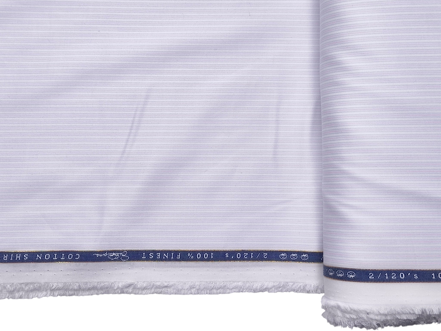 Vercelli Italy 2/100s Finest Supima Cotton Shirting Fabric (White & Pink, Stripes)