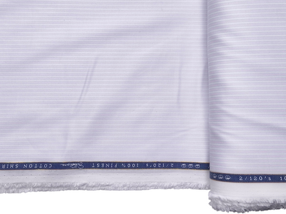 Vercelli Italy 2/100s Finest Supima Cotton Shirting Fabric (White & Pink, Stripes)