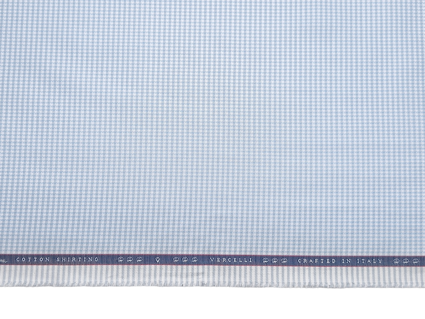 Vercelli Italy 2/100s Finest Supima Cotton Shirting Fabric (Blue, Patterned Microchecks)