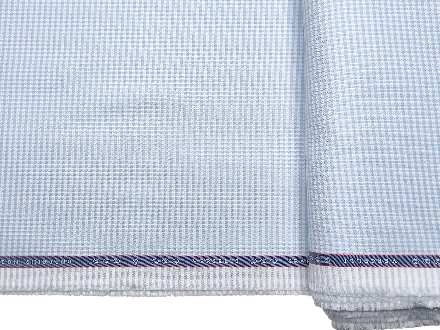 Vercelli Italy 2/100s Finest Supima Cotton Shirting Fabric (Blue, Patterned Microchecks)