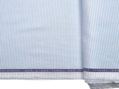 Vercelli Italy 2/100s Finest Supima Cotton Shirting Fabric (Blue, Patterned Microchecks)