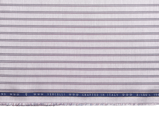 Vercelli Italy 2/100s Finest Supima Cotton Shirting Fabric (Grey, Patterned Stripes)