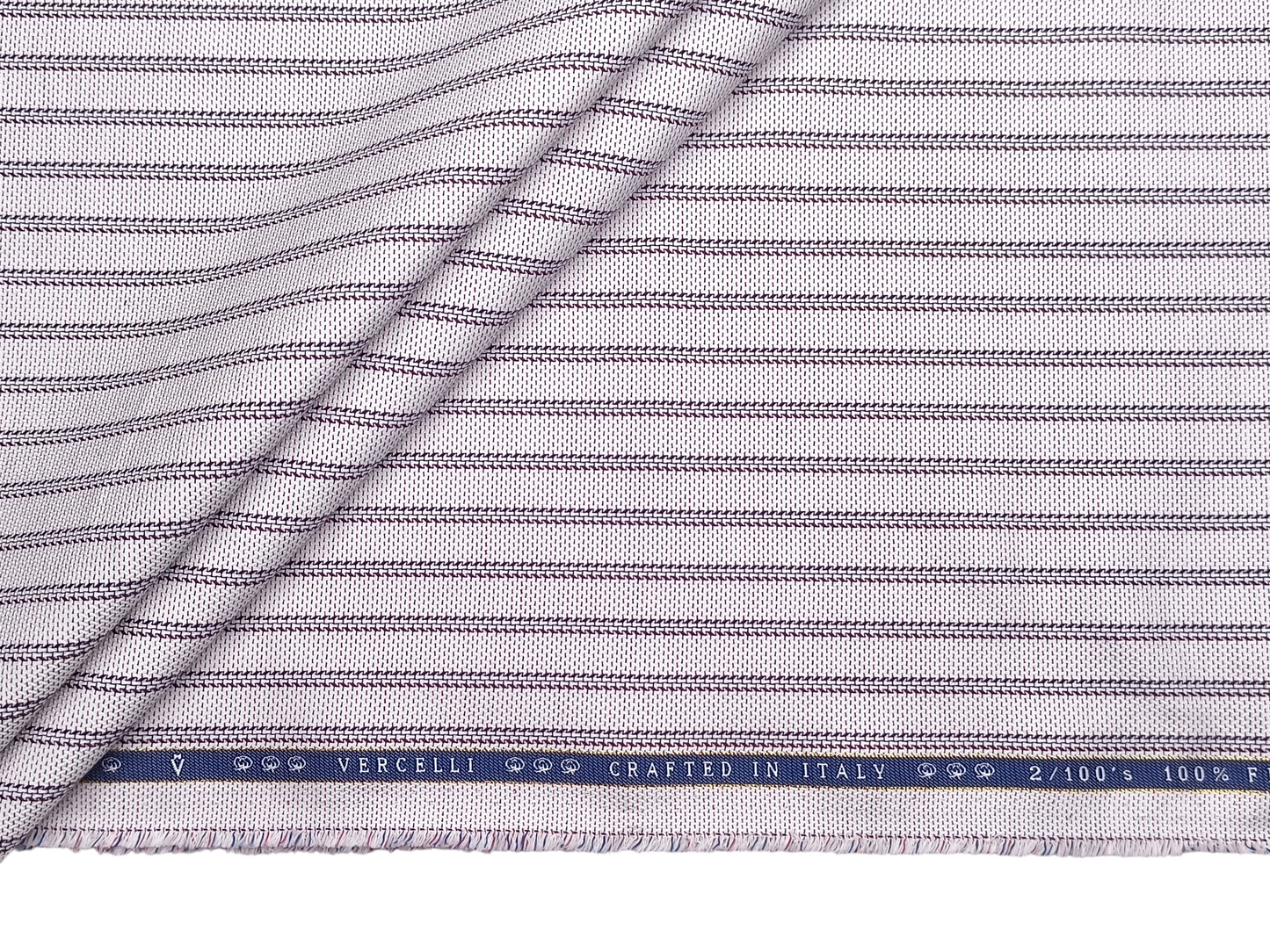 Vercelli Italy 2/100s Finest Supima Cotton Shirting Fabric (Grey, Patterned Stripes)