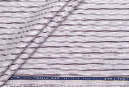 Vercelli Italy 2/100s Finest Supima Cotton Shirting Fabric (Grey, Patterned Stripes)