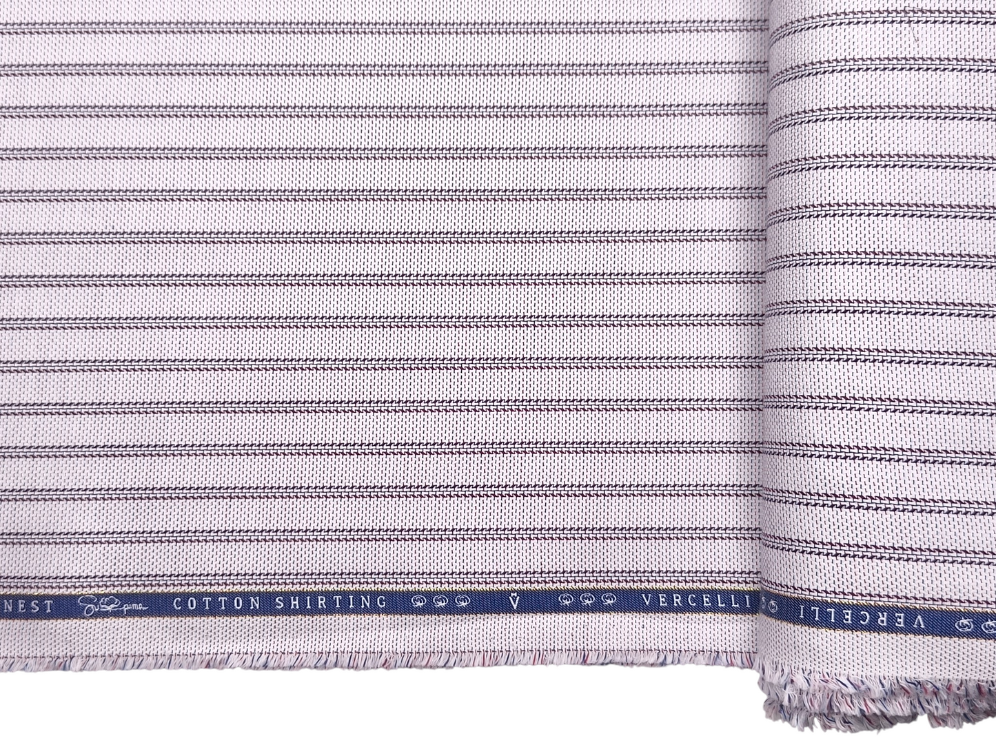 Vercelli Italy 2/100s Finest Supima Cotton Shirting Fabric (Grey, Patterned Stripes)